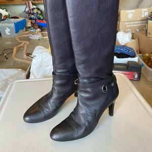 Salvatore Ferrigamo size 9 black tall boots.